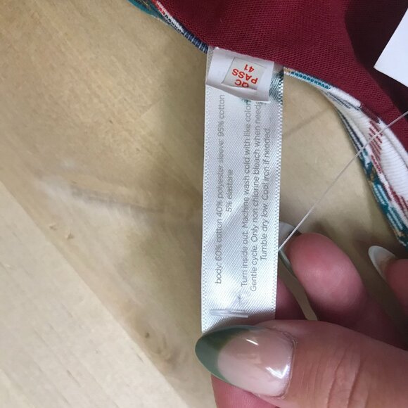 SLEEP BY CACIQUE - WOMEN'S 18/20 - BURGUNDY LONG SLEEVE COTTON BLEND PAJAMA TOP - Picture 9 of 9